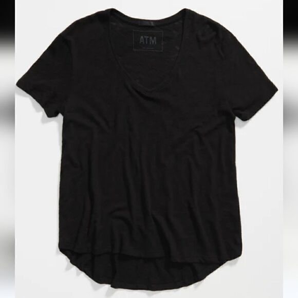 ATM Slub Jersey Boyfriend V-Neck Tee in Black Size M/L - Picture 2 of 14
